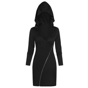 Hooded Asymmetric Zip Dress
